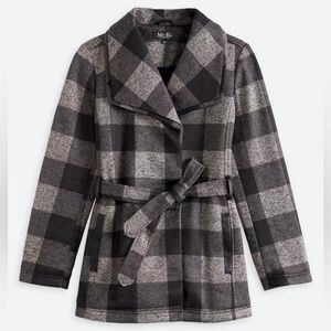 MO-KA Belted Plaid Knit Jacket, Size XS